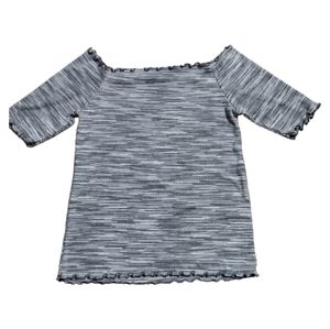 Caution to the Wind Off the Shoulder Stretchy Gray Top w/ Ruching, Size Medium